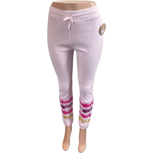NWT SUNDOWN BY SPLENDID Womens Pink Thermal Textured Joggers, size Medium - Picture 4 of 10